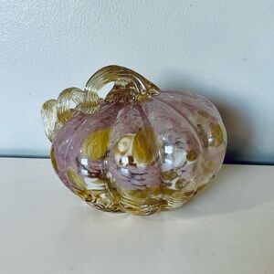 Elegant Glass Pumpkin Decor in Pink and Gold